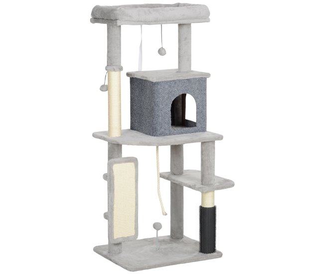 Arranhador para Gatos Melamina de Madeira e Sisal PawHut Cinza