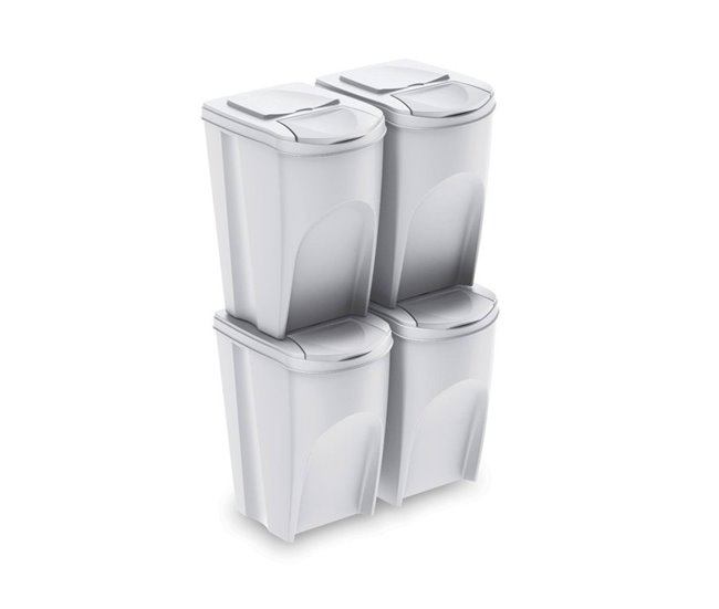 WELL HOME Conjunto de 4 lixeiras-lixeira 35L Branco