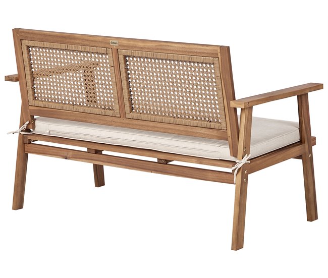 Beliani Conjunto lounge Madeira de acácia ARENELLA Bege