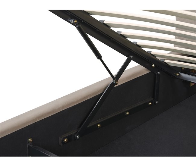 Beliani Cama com armazenamento Veludo BAJONNA 183x235 Bege
