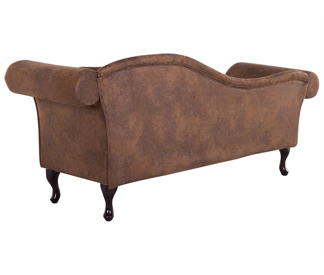 Beliani Chaise longue à direita Camurça sintética LATTES Castanho Claro