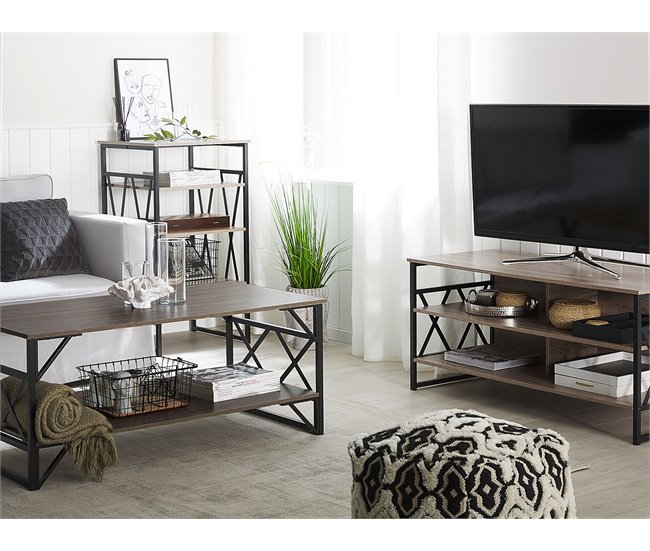 Beliani Mesa de TV CARLISLE 120 Cinza Escuro