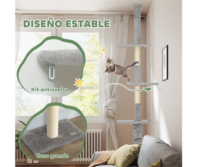 Arranhador para Gatos Aglomerado, Pelúcia e Sisal PawHut Cinza