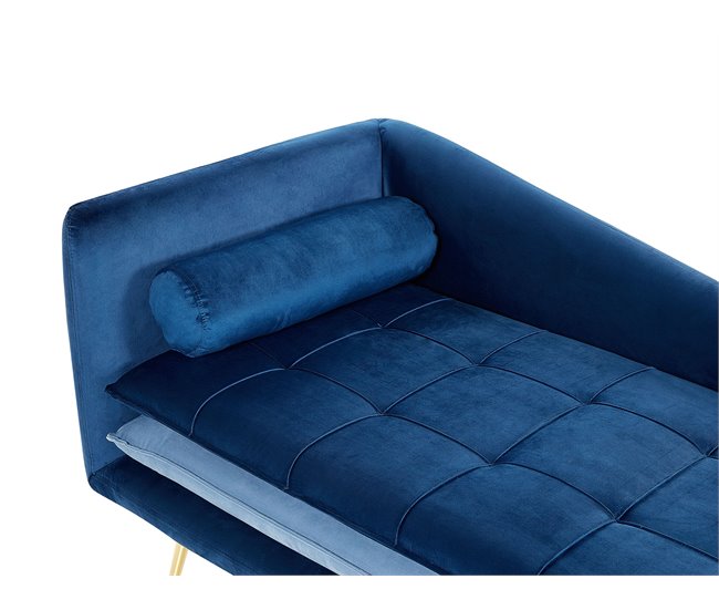Beliani Chaise longue izquierdo Terciopelo GONESSE Azul Marino