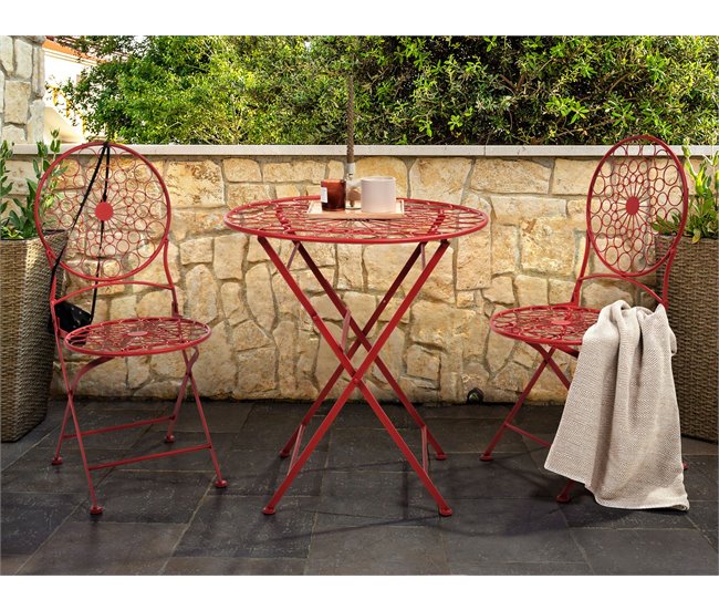 Beliani Mesa de jardim SCARIO Vermelho