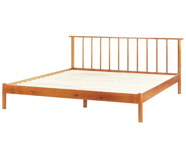 Beliani Cama com estrado Pinho BARRET 196x209 Castanho