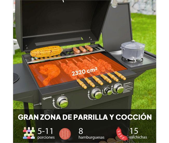 Barbecue a Gás Aço e ABS Outsunny Preto