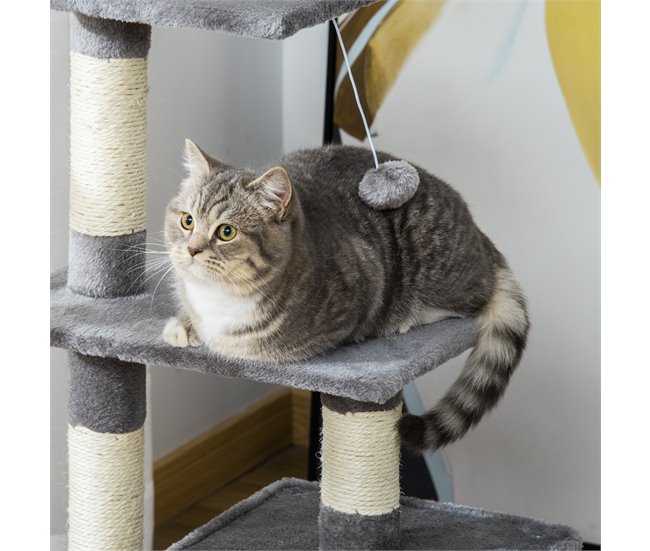 Arranhador para Gatos Aglomerado de Madeira, Pelúcia e Sisal Cinza