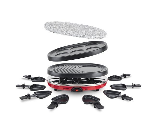 Grelhador Raclette 8 pessoas 4 em 1 Rp412 H.koenig Preto/ Vermelho