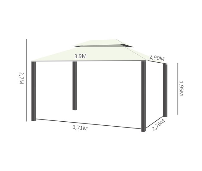Pérgola de Jardim Alumínio e Poliéster Outsunny 390x290 Bege