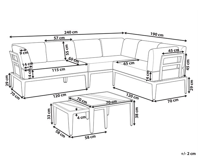 Beliani Conjunto lounge RIMA III Cinza