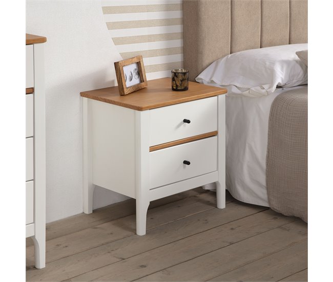  Mesa de cabeceira Luca 2 gavetas 46 Branco