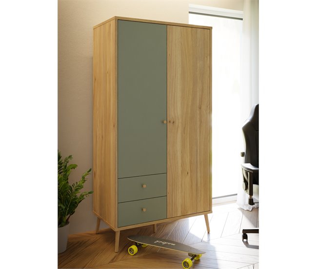 Roupeiro SERIE LYON portas batentes 94x185cm carvalho Carvalho