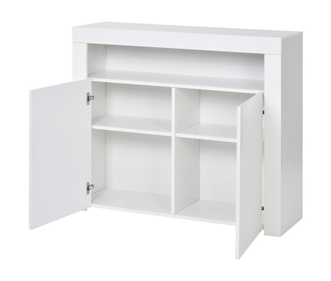 Aparador de painel de partículas com 2 portas Branco