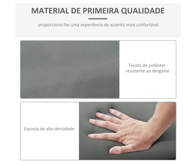 2 Almofadas para Espreguiçadeira tecido de poliéster, algodão Cinza