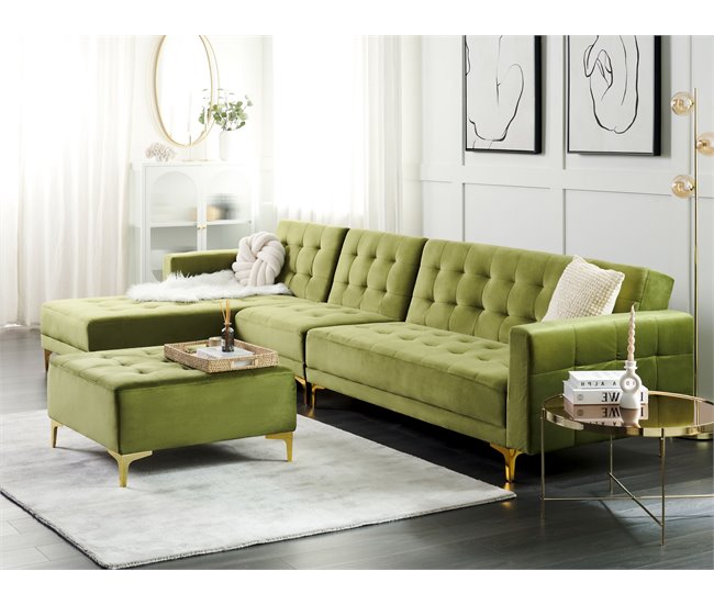 Beliani Sofá-cama Veludo ABERDEEN Verde