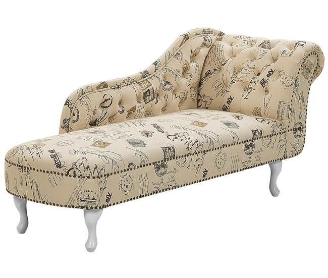 Beliani Chaise longue derecho Poliéster NIMES Bege