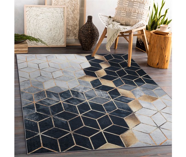 ANDRE 1171 Tapete cubo rico antiderrapante 120x170 Preto