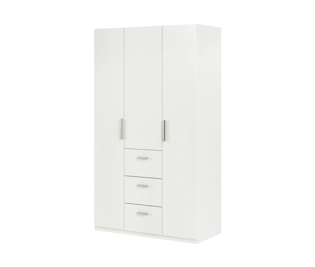 Armário de 3 portas com efeito madeira Branco