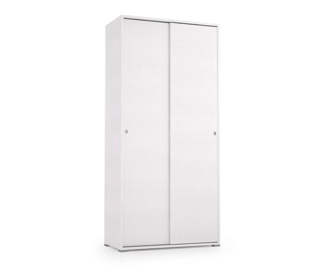 Armário 2 portas com efeito madeira 90 Branco