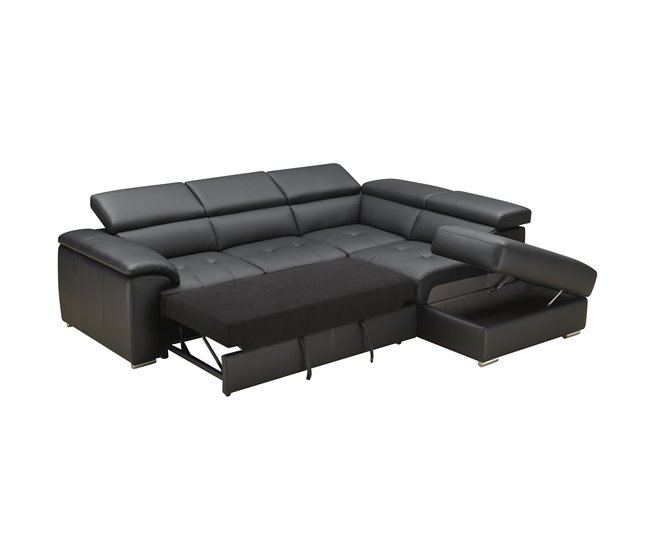 Sofá de canto com cama MAYA Preto