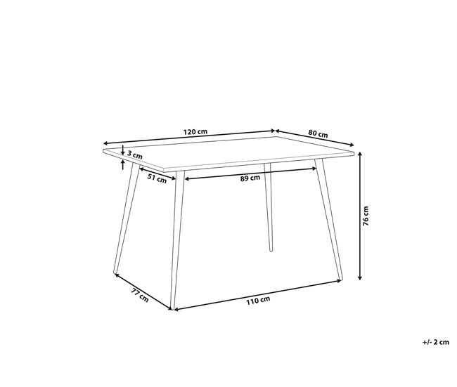 Beliani Mesa de refeições para 4 pessoas SANTIAGO 80x120 Branco