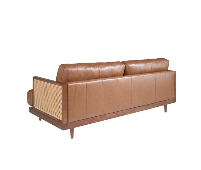 ANGEL CERDA Sofá de 3 lugares em pele castanha Nogal