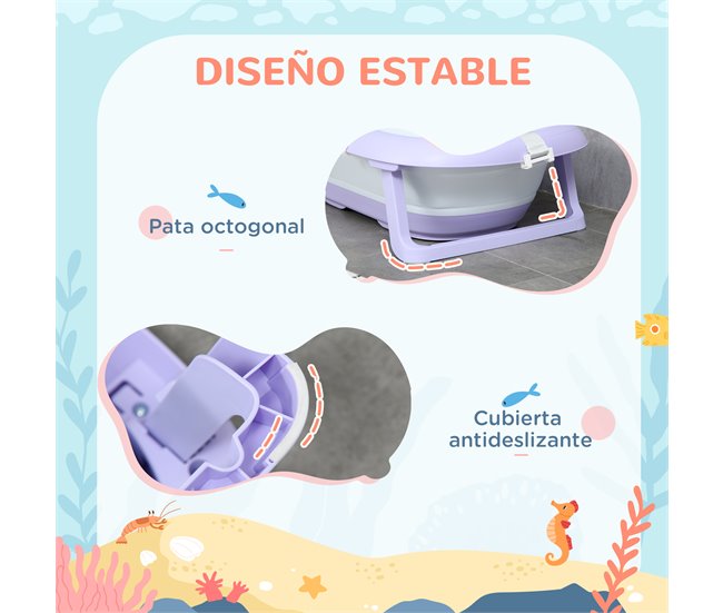 Banheira para Bebé PP, TPE, espuma PS e poliéster ZONEKIZ Roxo