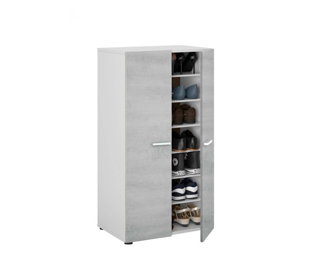 Armário multiuso com 2 portas com efeito madeira Cinza