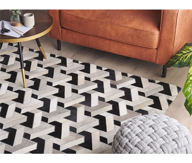 Beliani Patchwork NARMAN 140x200 Cinza Claro