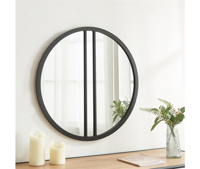 [en.casa] Espelho de parede Suomussalmi redondo MDF Preto