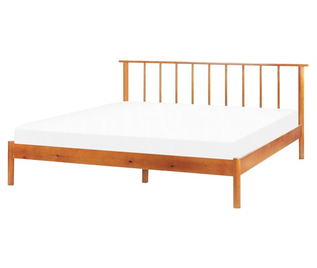 Beliani Cama com estrado Pinho BARRET 176x209 Castanho