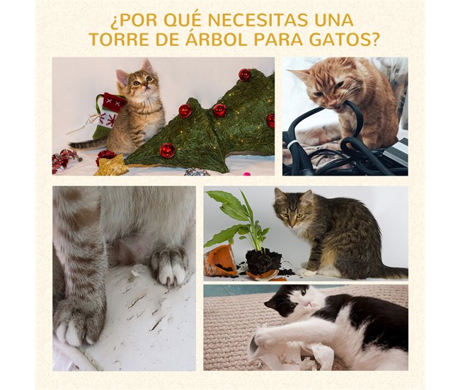 Arranhador para Gatos Aglomerado, Pelúcia e Corda de Sisal PawHut Bege