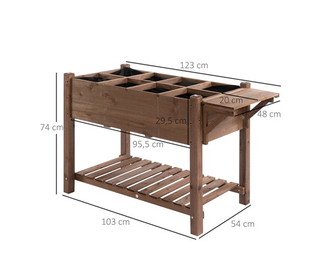 Horta Vertical Madeira de Abeto Outsunny Castanho