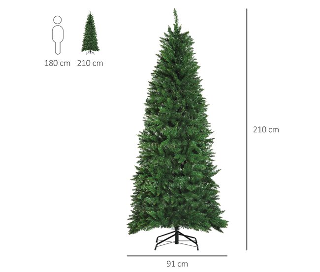 Árvore de Natal PVC e Aço HOMCOM, casa - natal Verde