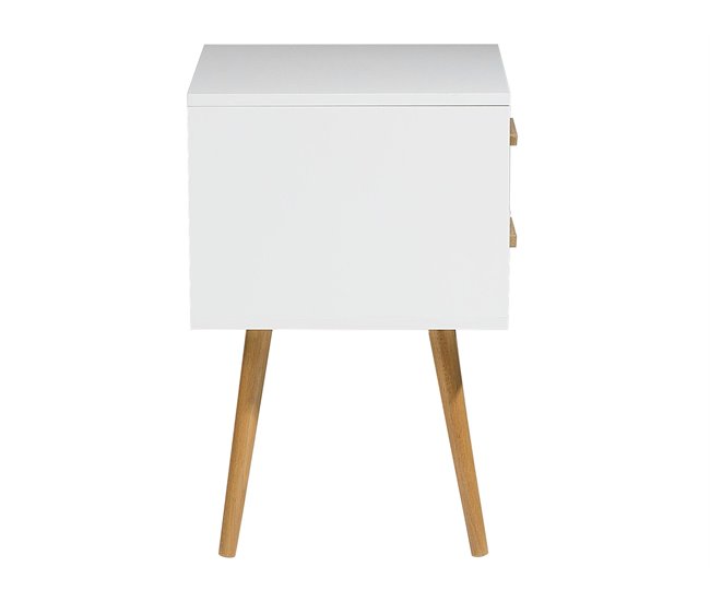 Beliani Mesinha de cabeceira ALABAMA 40x40 Branco/ Bege