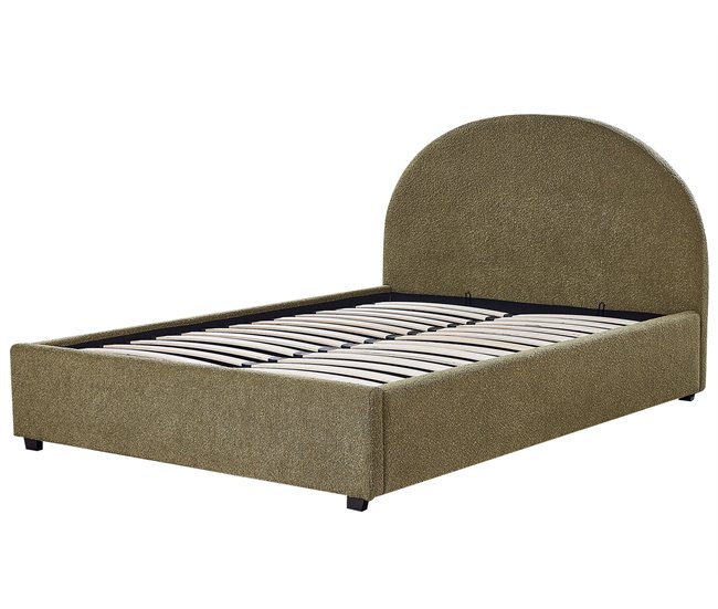 Beliani Cama com armazenamento Bouclé VAUCLUSE 154x214 Bege