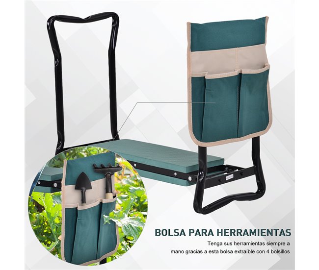 Banco de Jardinagem Aço e Espuma EVA Outsunny Multicor