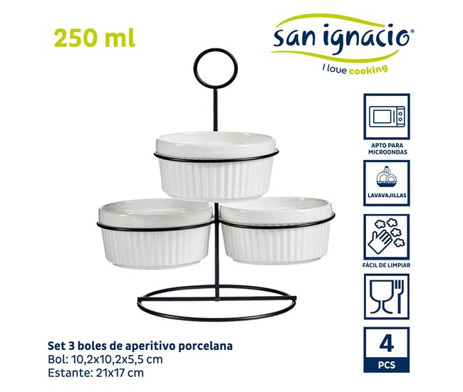 Conjunto de 3 taças redondas + prateleira coleção VESSIA Branco