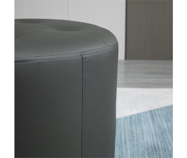 Apoio para os pés Otomano Giratório PU, Espuma, Metal Galvanizado Branco