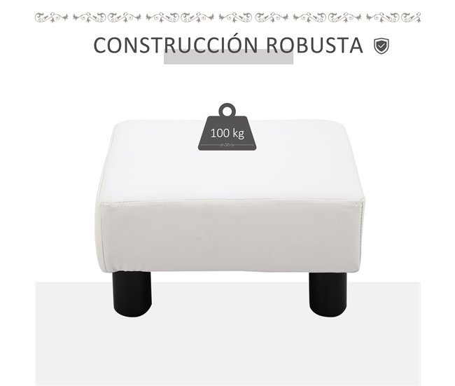Apoio para os Pés Pele Sintética e Plástico HOMCOM, casa - quarto Branco