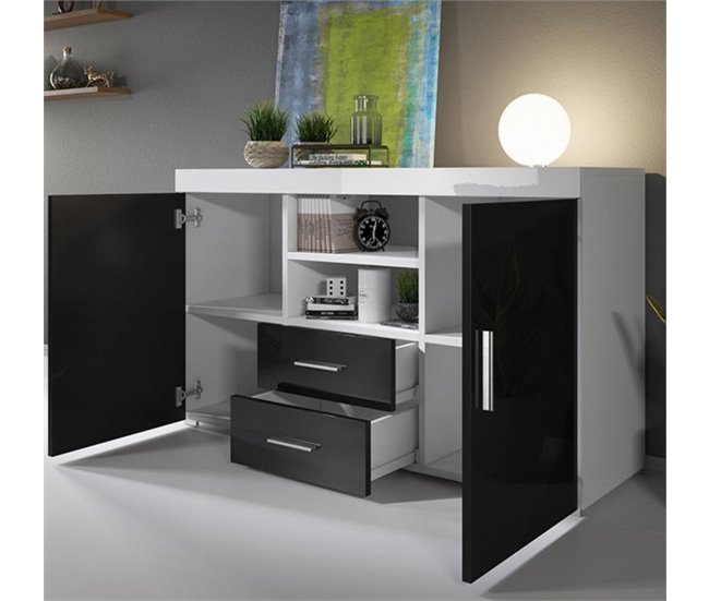 Aparador Sala de estar e jantar 2 portas 2 gavetas Roque 140 Branco