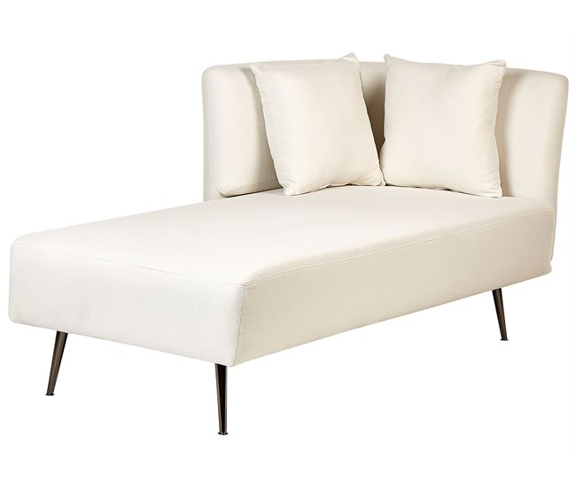 Beliani Chaise longue à direita Poliéster RIOM Creme