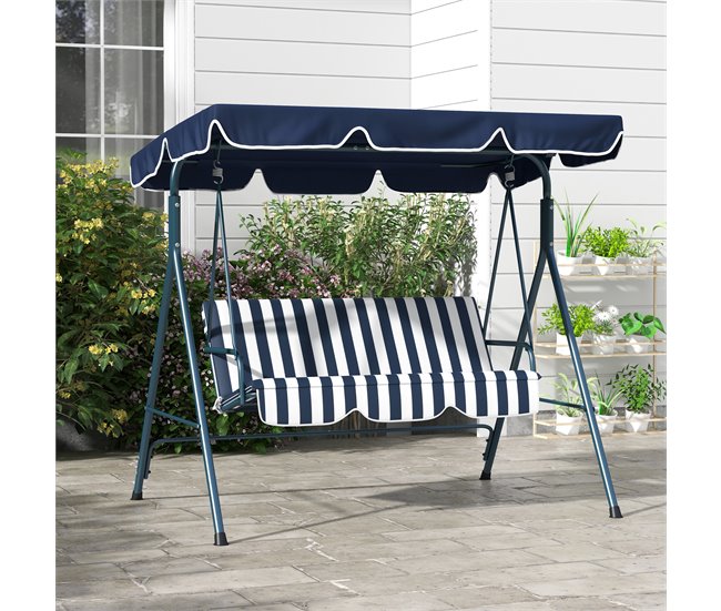 Baloiço de Jardim aço tecido de poliéster Azul