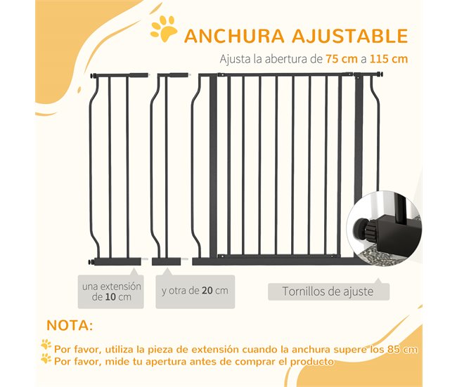 Barreira de Segurança Aço e ABS PawHut Preto