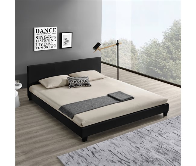 [Corium] Cama moderna em pele sintética Albacete - com colchão 169x210 Branco