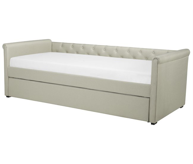 Beliani Cama com estrado Poliéster LIBOURNE 184x220 Azul Marino