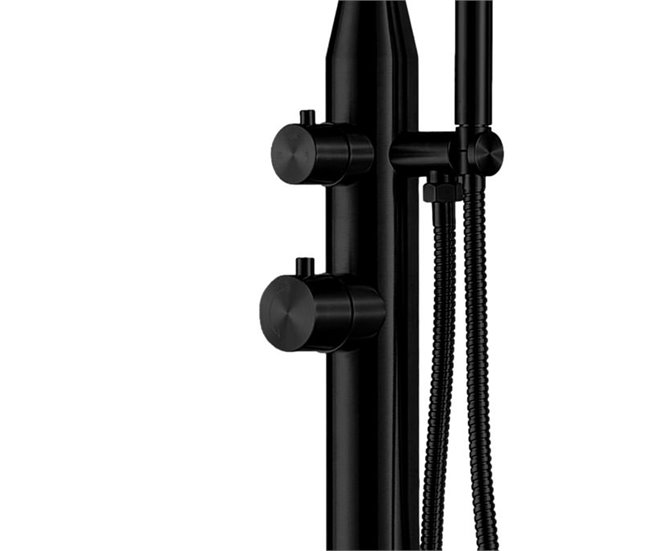 Sined STINTINO Chuveiro de aço com chuveiro giratório e chuveiro manual, Satin Black Preto