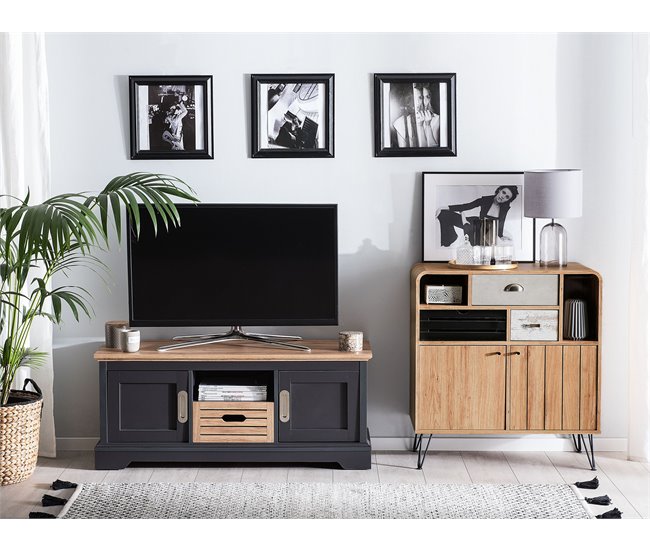 Beliani Mesa de TV GARET 120 Cinza Escuro