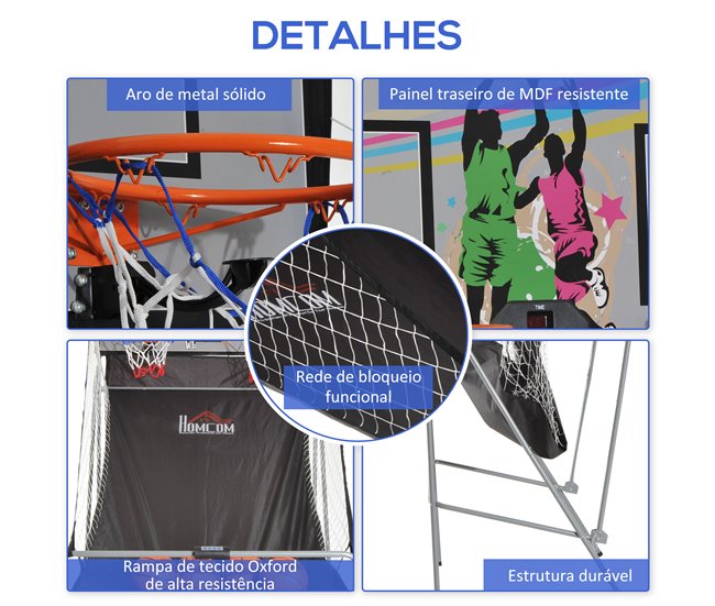 Conjunto Tabelas de Basquetebol Aço, tela Oxford, MDF HOMCOM Multicor